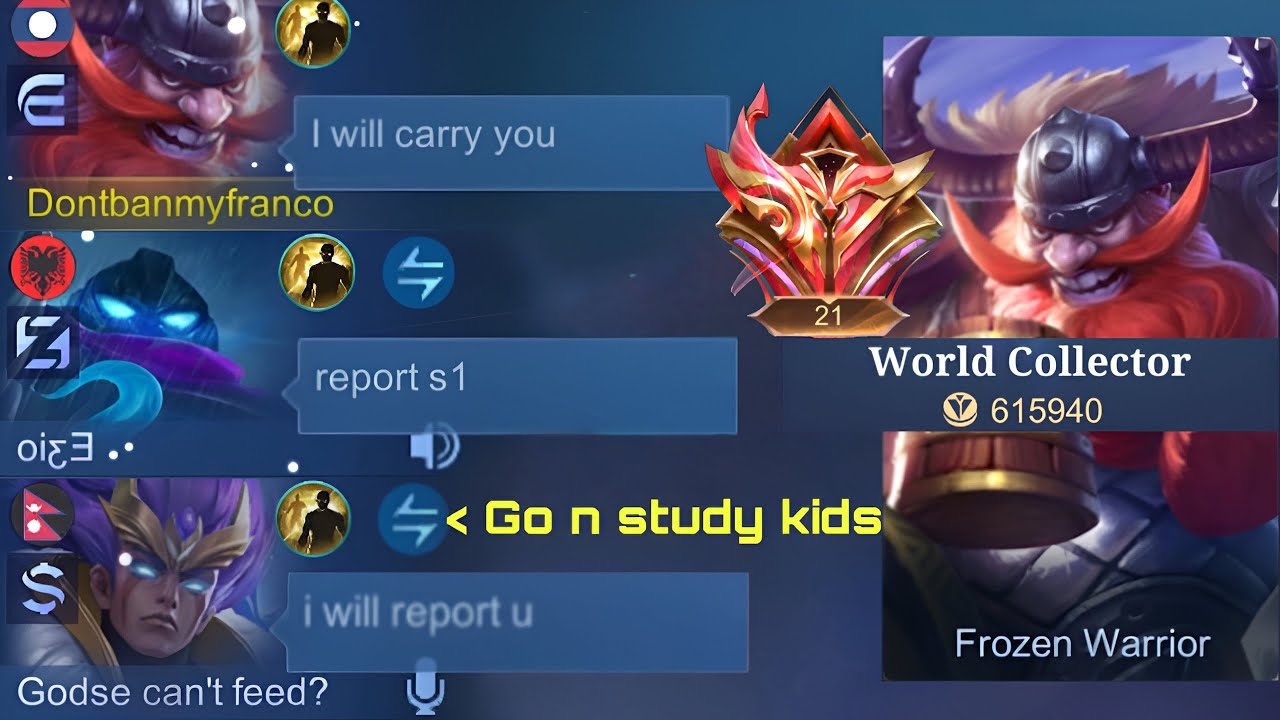 FRANCO &ldquo; WORLD COLLECTOR &ldquo; BUT &ldquo; NO SKIN &ldquo; PRANK IN SOLO RANK 🤣 ( they think am poor ) ~ MLBB