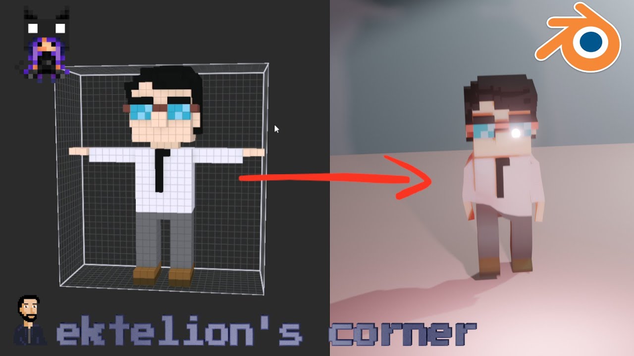 Animate Voxel art model in Blender - Part 3: Animation [ENG] [ENG/GRK SUBS]