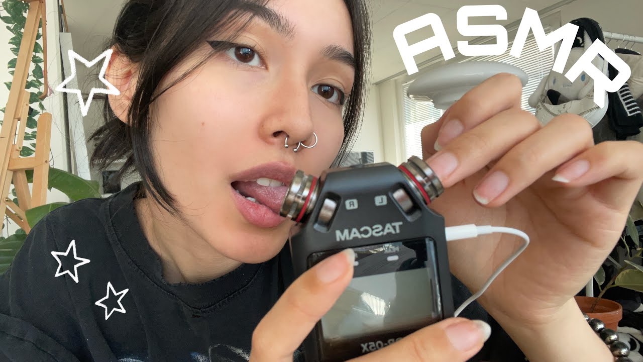ASMR ☆ CRISPY TASCAM TRIGGERS (mic biting, hair on mic, more)