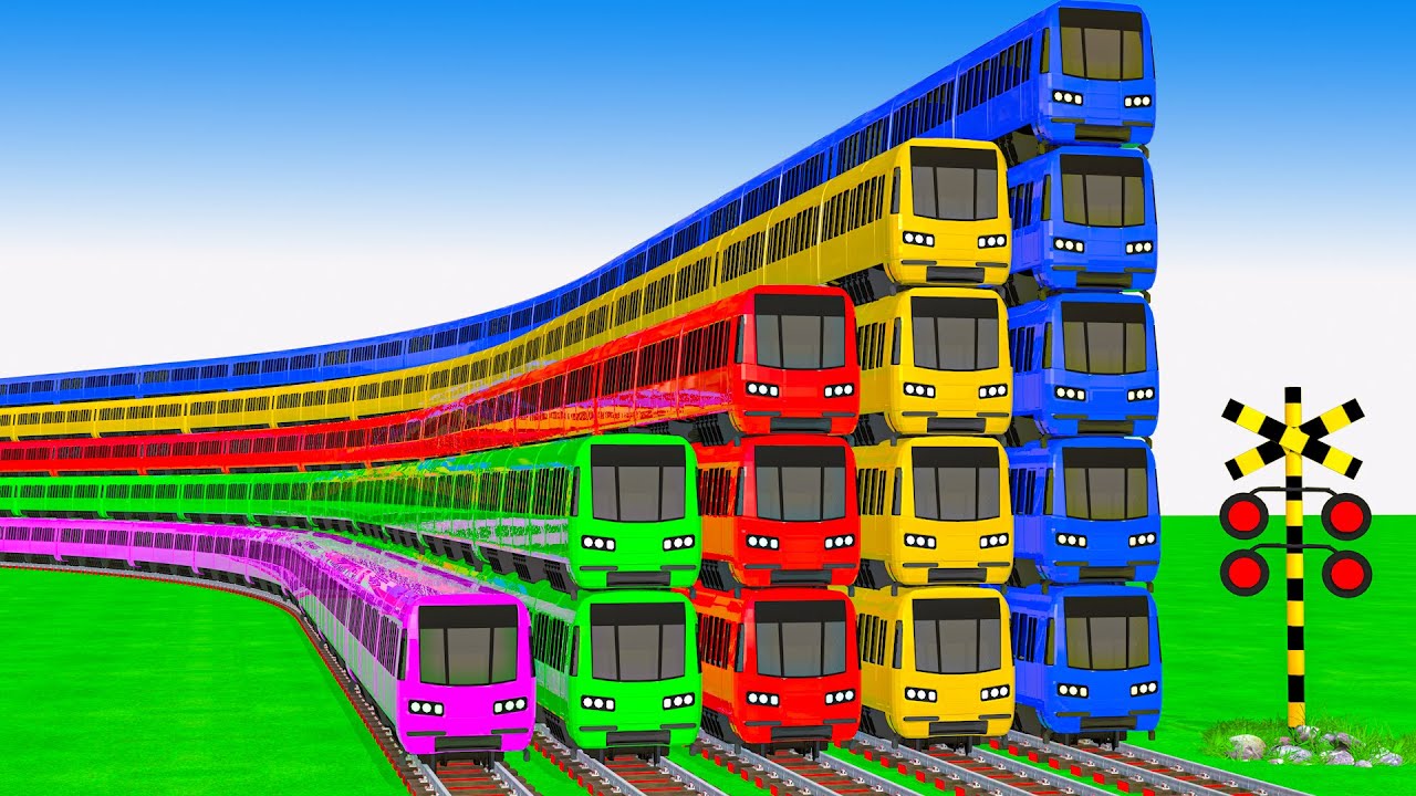 【踏切アニメ】あぶない電車【カンカン】電車 Train Climbing Pynamid 🚦 Fumikiri 3D Train Railroad Crossing Animation #train