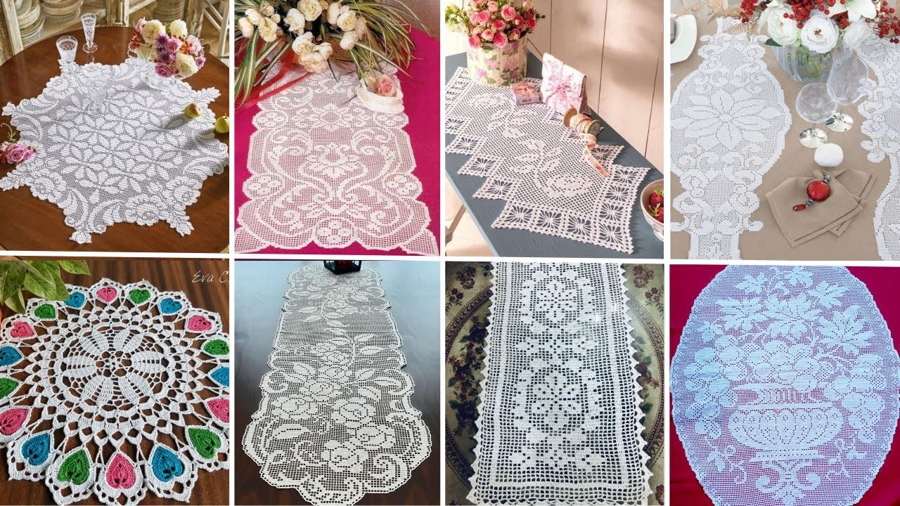 WONDERFUL CROCHET LACE MODELS |CROCHET  RUNNER LIVING ROOM SET BEDROOM, SHOWCASE, NAPKIN,  RUNNER