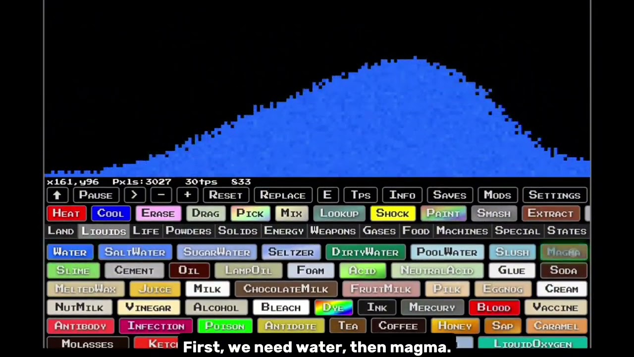How to make sand! #sandboxels #sand #rock #magma #water