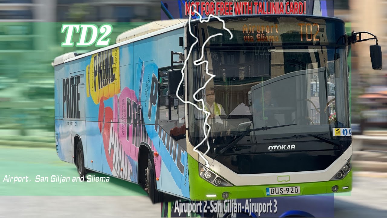 【&euro;1.5 With Tallinja Card】【Refilm】Malta Bus Route TD2（Ajruport 2-San Giljan- Ajruport 3）8x speed pov