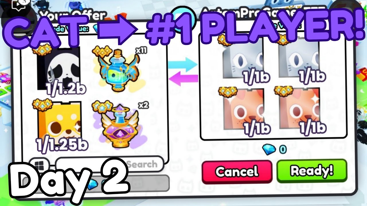 Cat to #1 Player Day 2! - INVESTING in LIMITED Shiny Huges! Trading Montage (Pets Go)
