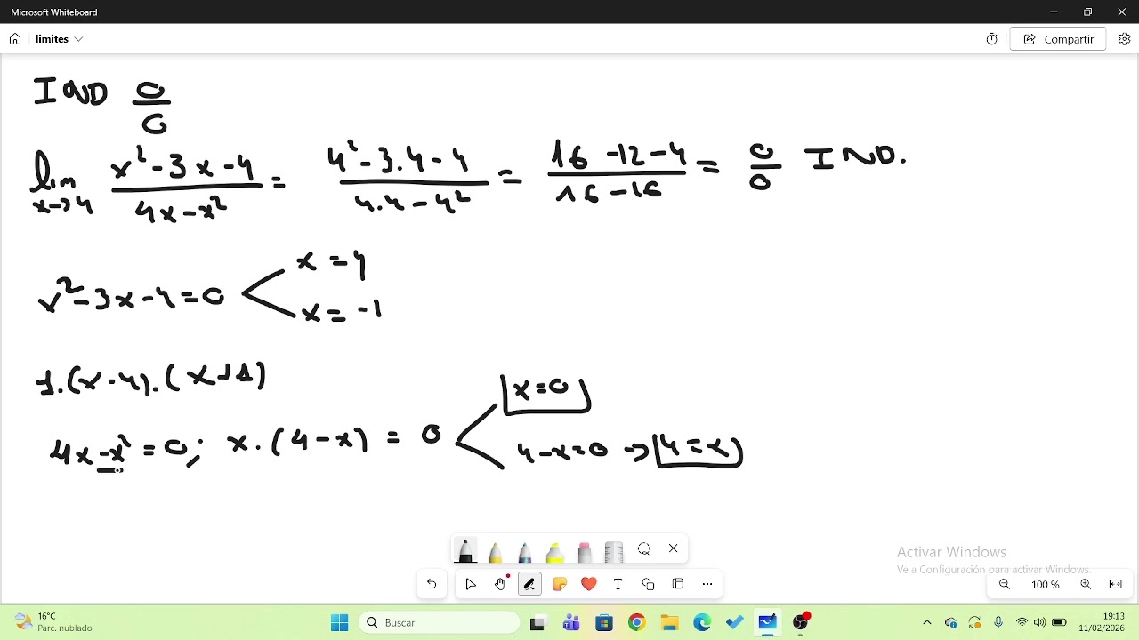 limites indeterminacion 0 entre 0