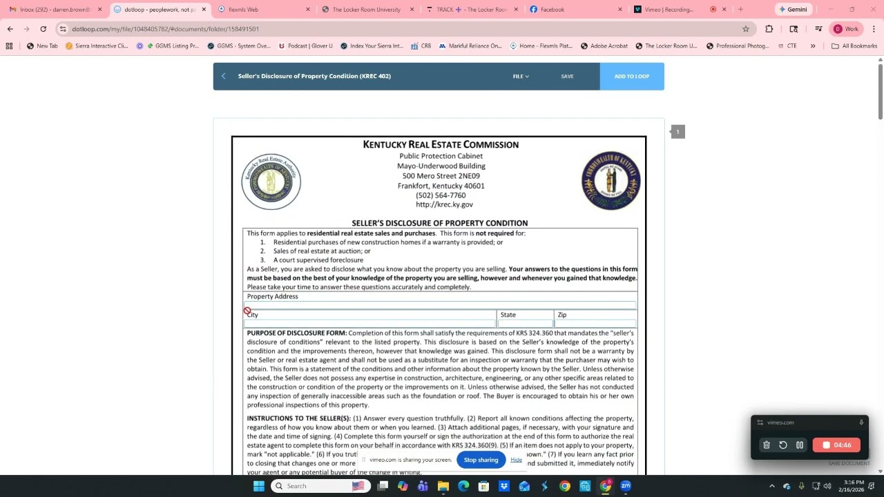 Filling out and Explaining the Sellers Disclosure Form