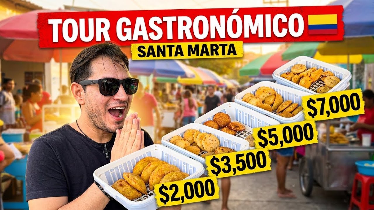 Probando COMIDA CALLEJERA en SANTA MARTA 🇨🇴 Tour Gastronómico local 🥘