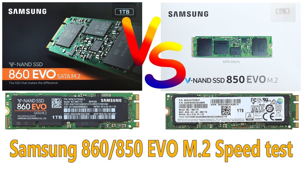 SSD Samsung 860 EVO M.2 VS Samsung 850 EVO M.2 Speed Test and Comparison