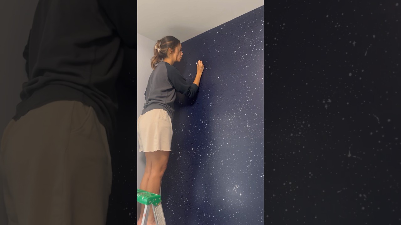 🚀 Преображение комнаты, часть 2 #mural #galaxywall #roomdiy #roommakeover #spaceroom #voiceover
