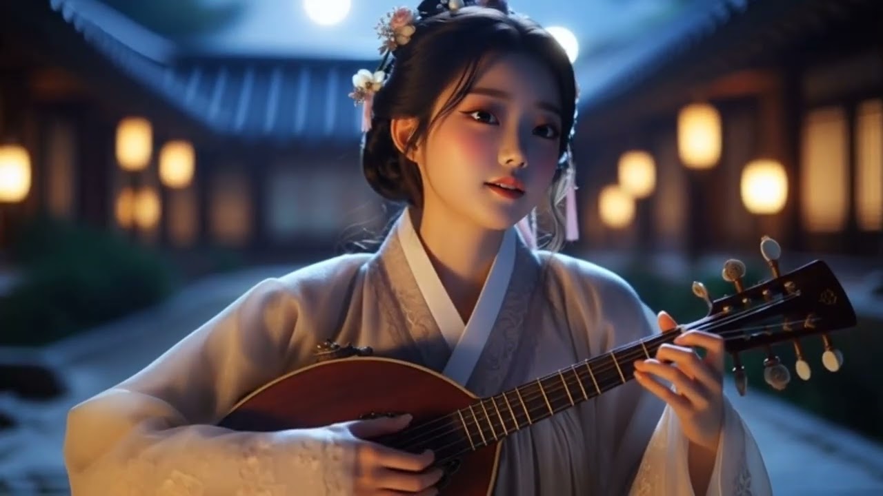 Angel Playing mandolin in a Dreamy Night