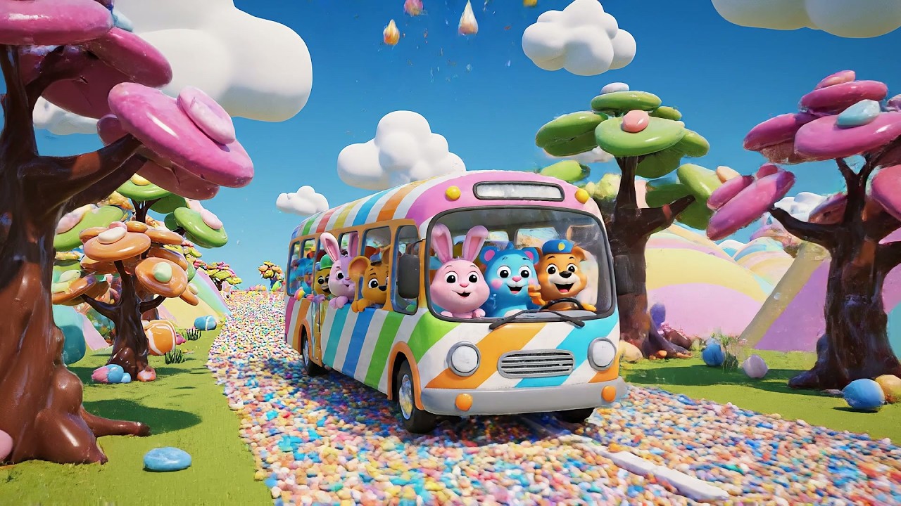 Wheels on the Bus Through Candy Forest | Nursery Rhymes for Kids | Baby Songs for Toddlers
