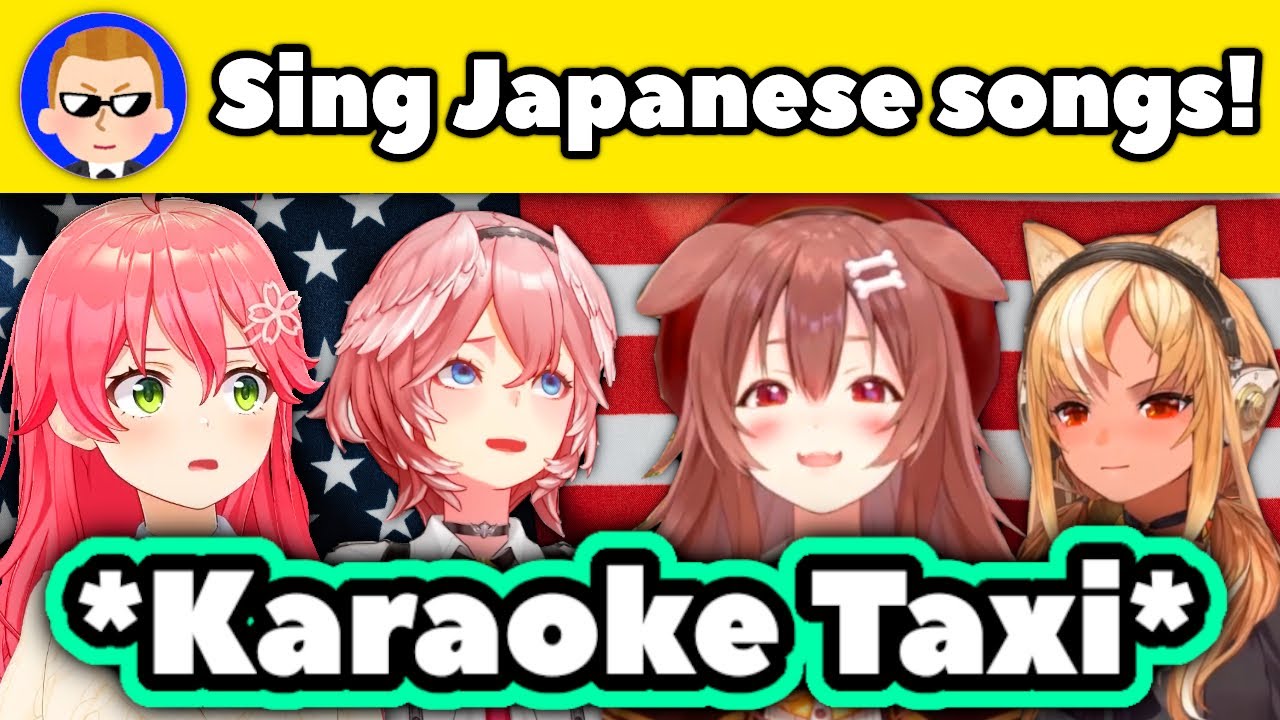 American Taxi Driver Asks Miko & Friends to Sing JP Songs【ENG Sub / hololive】