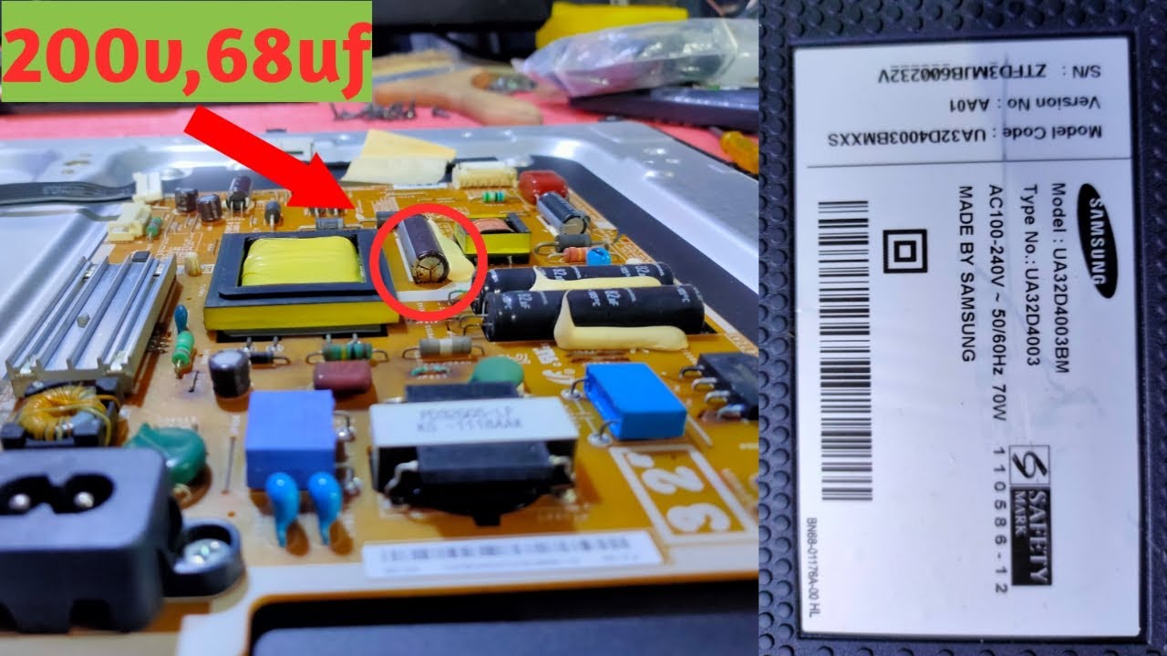 how to repair power tv samsung led model UA32D4003 problem red light