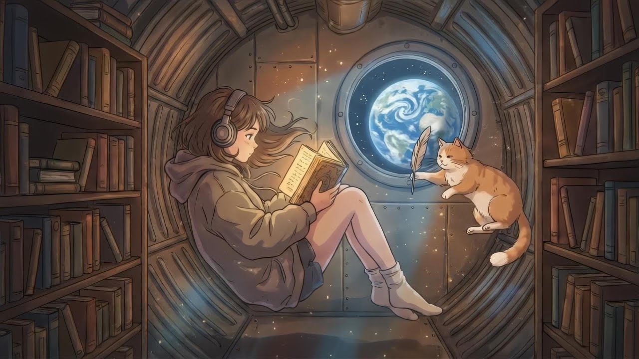 Secret Space Library 🌌 Lofi Beats for Study, Sleep & Cosmic Dreaming [Ghibli Vibes]