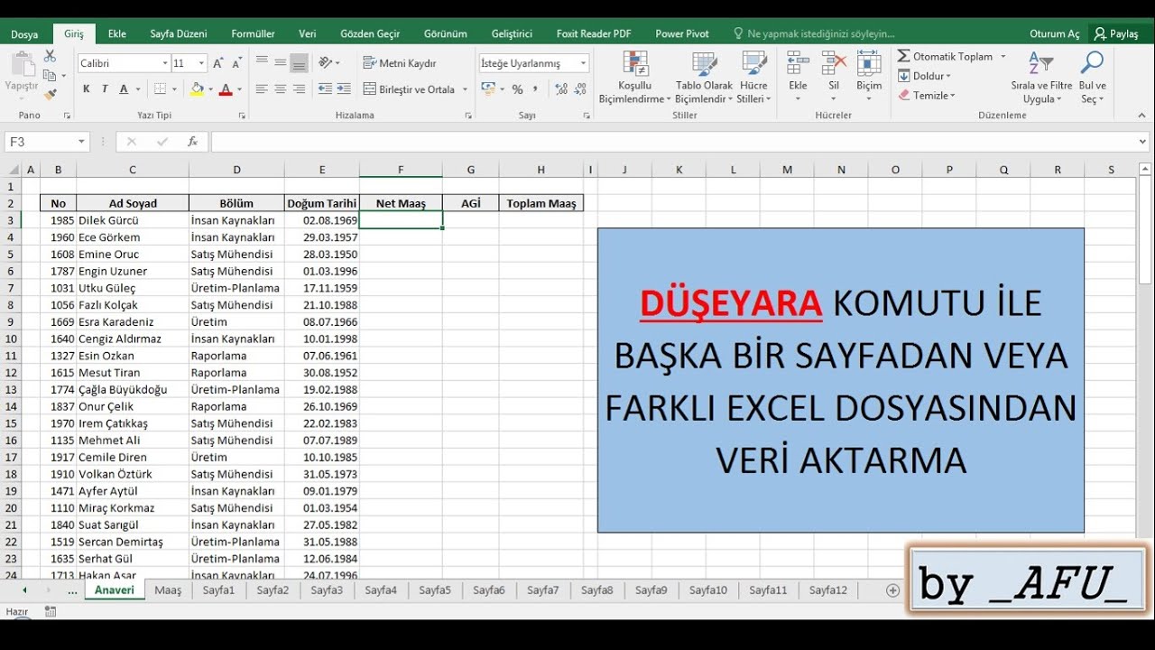 Excel Bir Sayfadan Başka Sayfaya Veri Aktarma (Düşeyara-Vlookup Komutu)