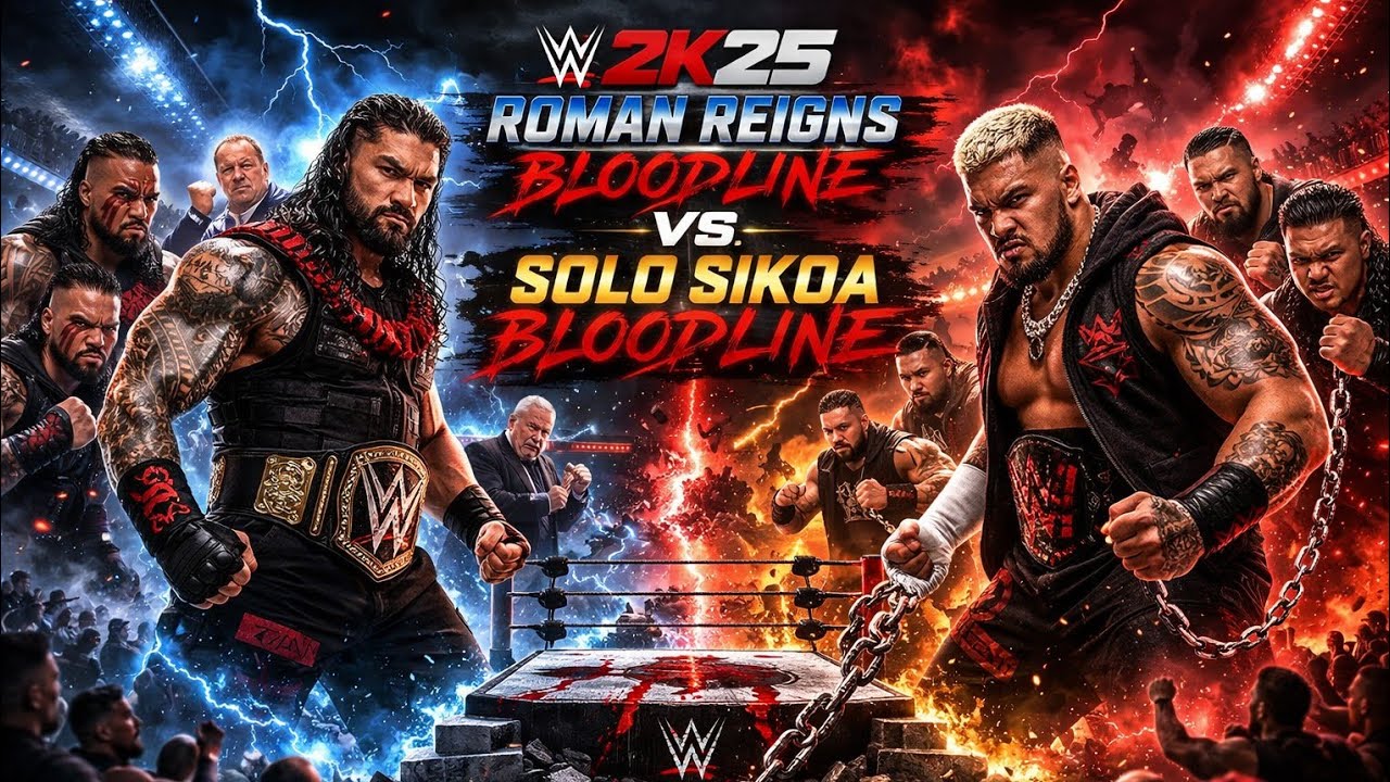 WWE 2K25 Roman Reigns Bloodline Vs Solo Sikoa Bloodline Match 