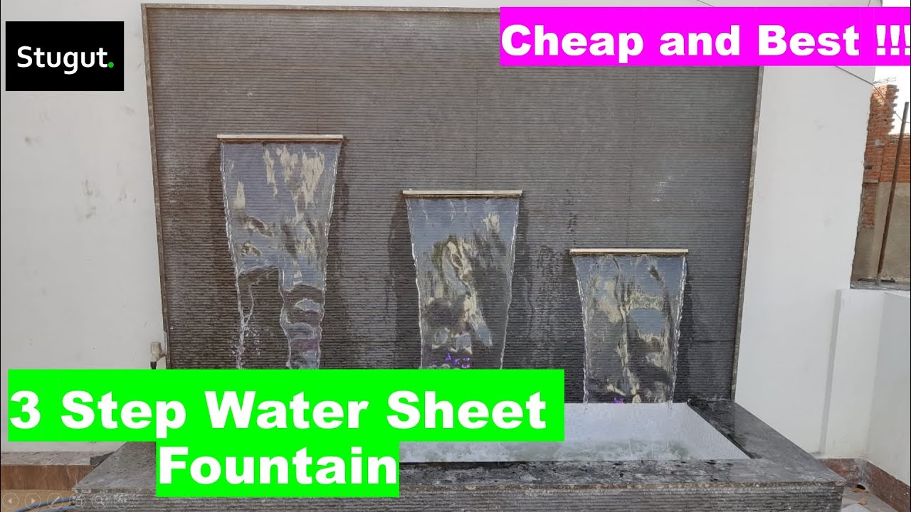 Water Fountain || 3 Step Water Sheet Fountain System || Stone Cladding || Terrace Interior