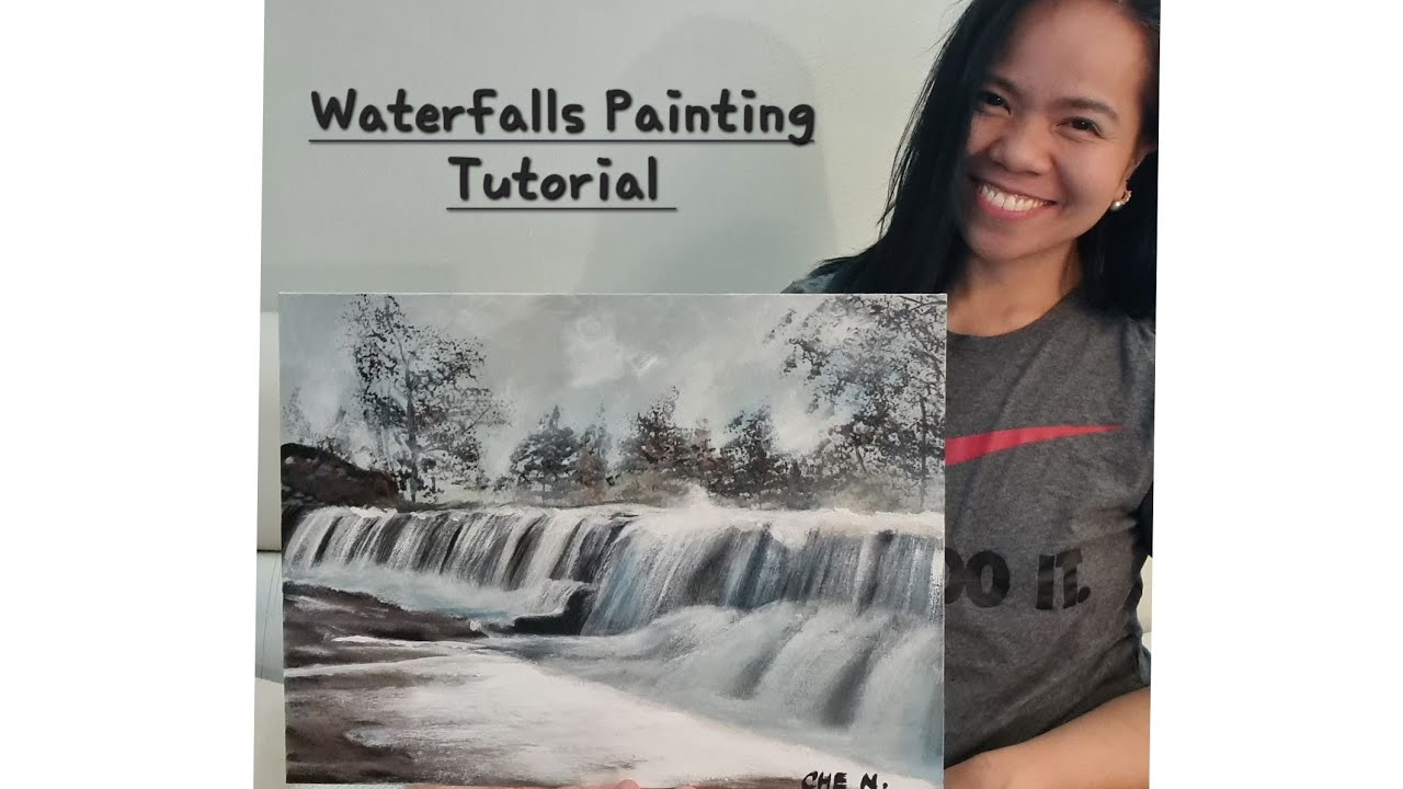 Monochromatic Waterfalls Scene| Acrylic Painting Tutorial by Cheryl Navarro