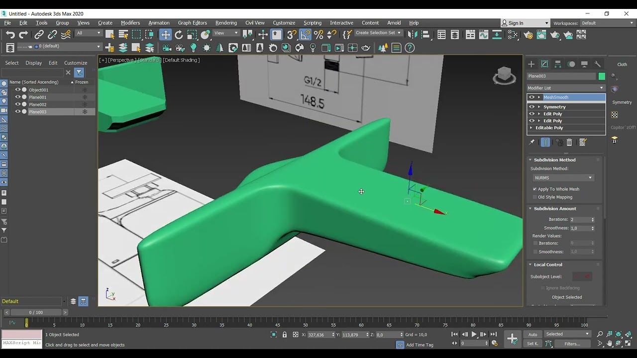 Как сделать плавные переходы формы через LowPoly моделирование в 3D's max