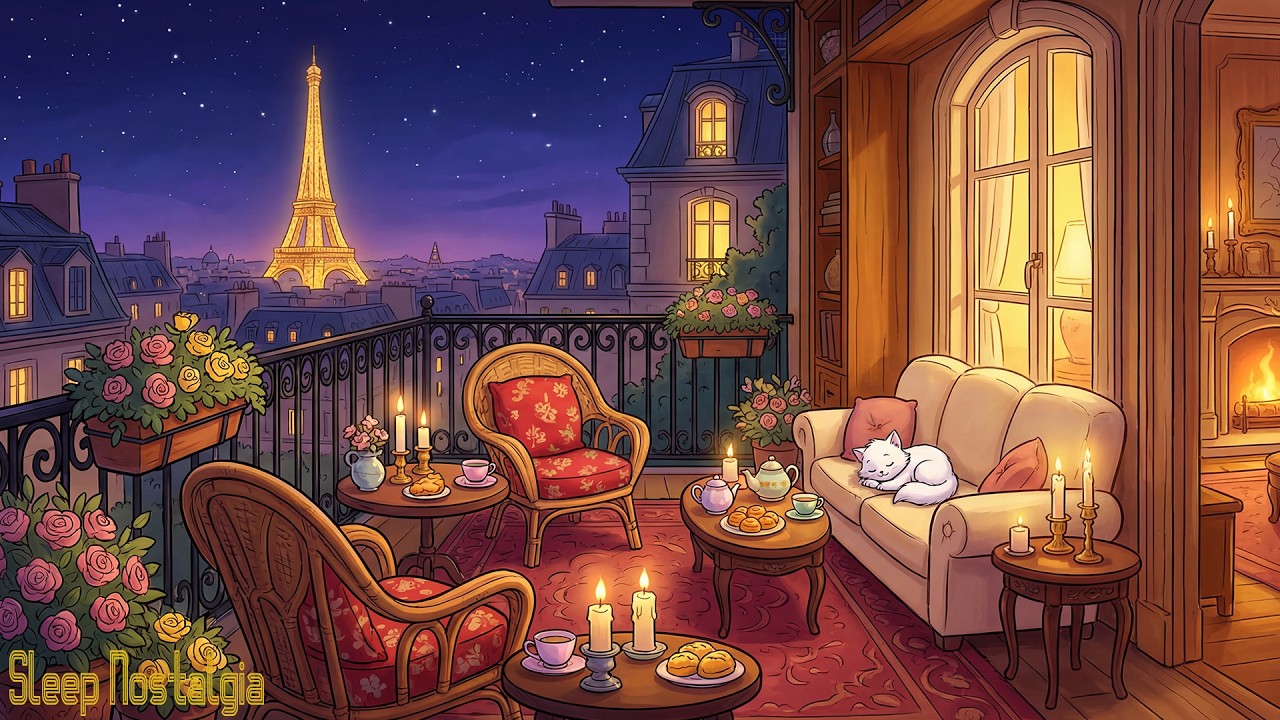 ✨ it’s 1950's and you're listening to vintage oldies on a quiet paris balcony at night