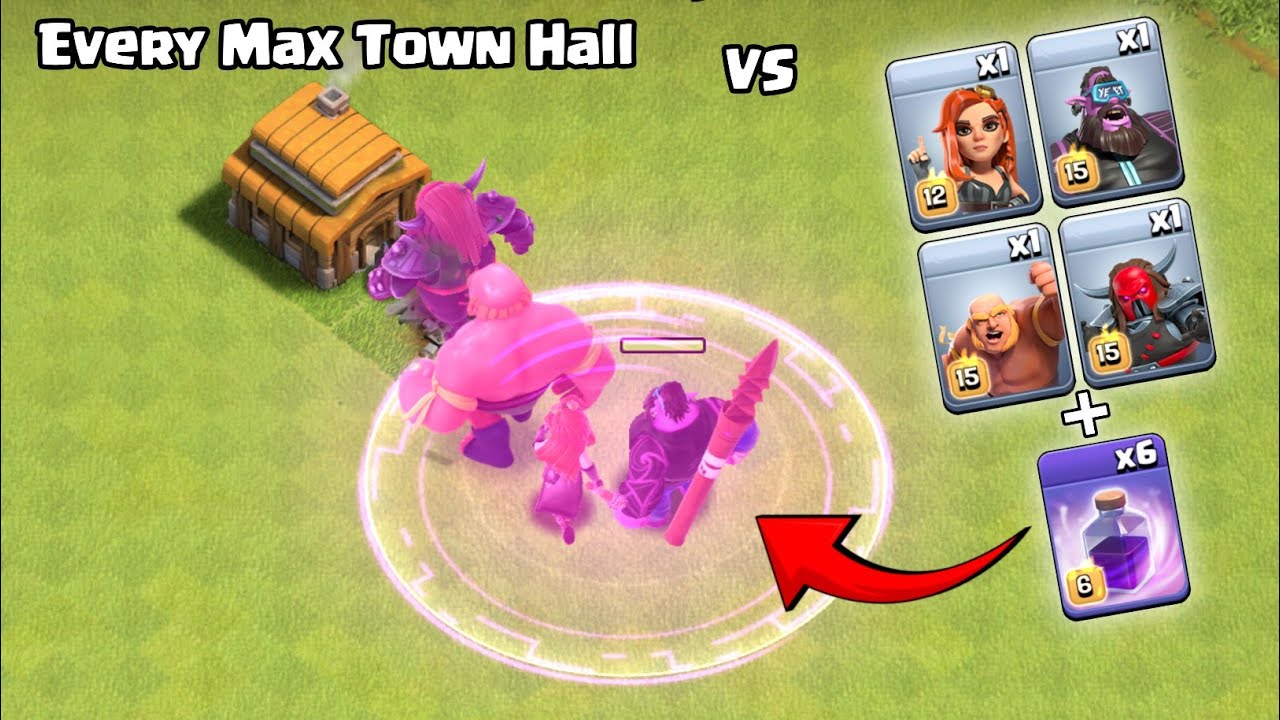 Every Max Town Hall vs New 1 Temporary Troop with 6 Rage Spell - Clash of Clans