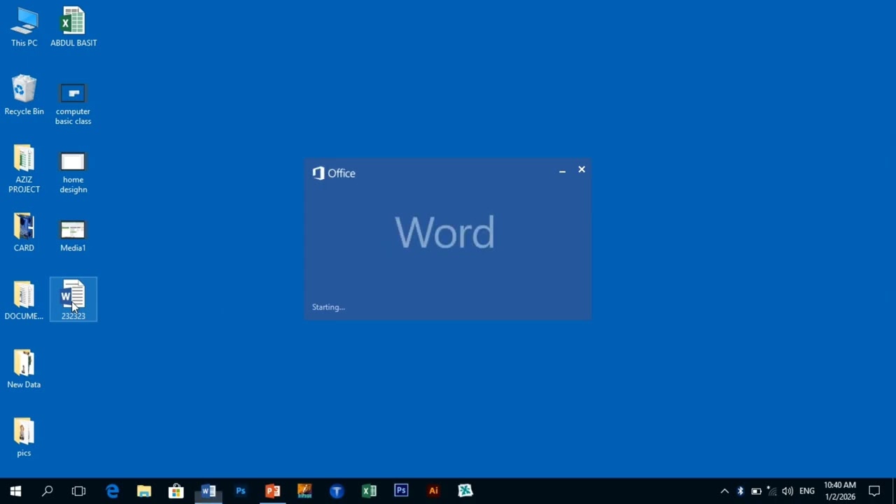 MS WORD 2016 2nd Class in Pashto 