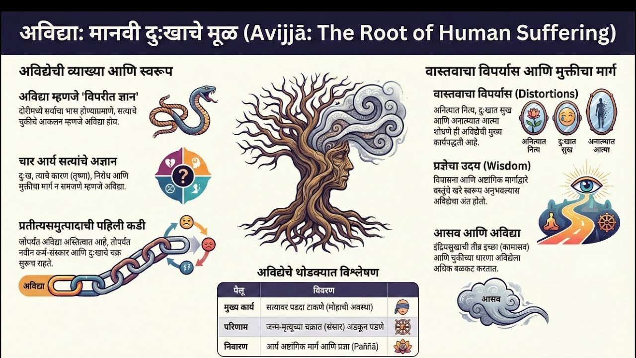 अविद्या म्हणजे काय?प्रतित्यसमुत्पादाचा पहिला टप्पा|LearnBuddhismInMarathi|BodhiTalksPodcast 