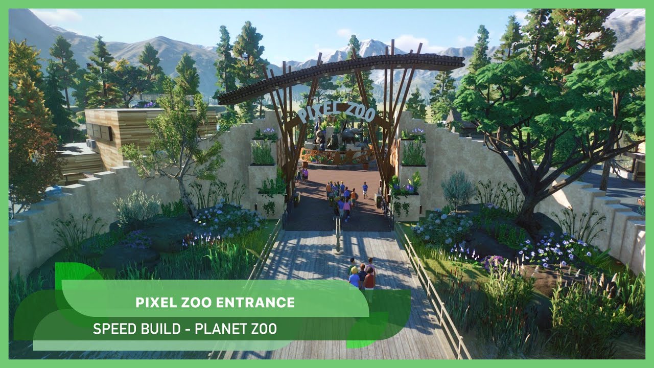 Building the zoo entrance 🦁🦧 | Pixel Zoo | Planet Zoo | Let's build | Speed Build #1