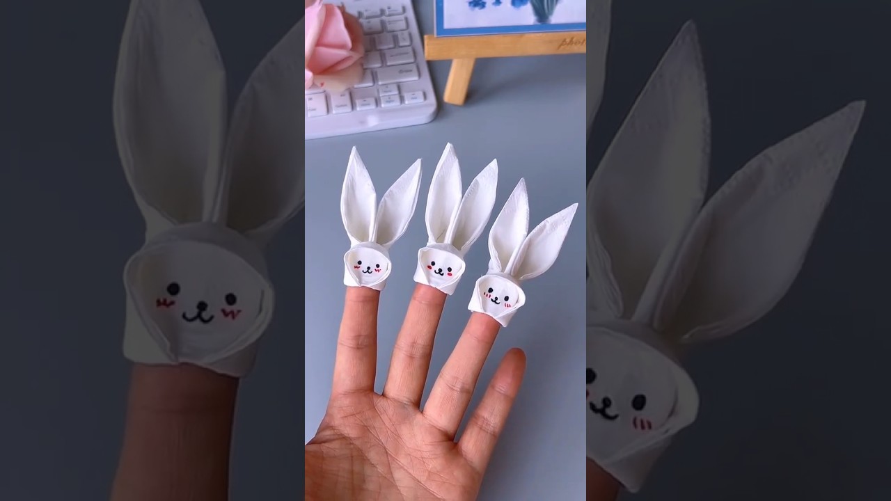 🩷 Cute Bunny Finger Craft 🐰 | Easy DIY Ribbon Bunny Idea | Fun Art for Kids 🌸