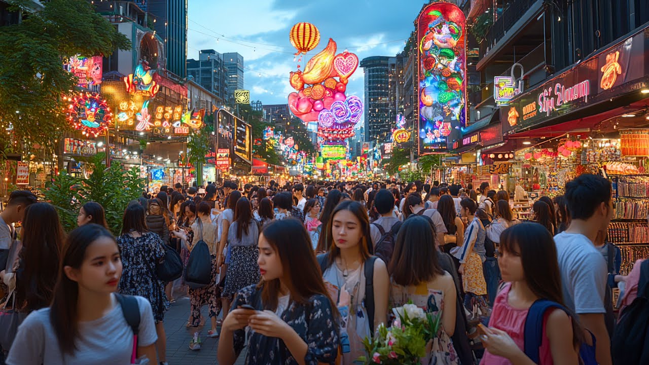 🇹🇭 BANGKOK WALKING TOUR, SIAM SQUARE, SIAM PARAGON & MBK, THAI STREET FOOD, 4K HDR