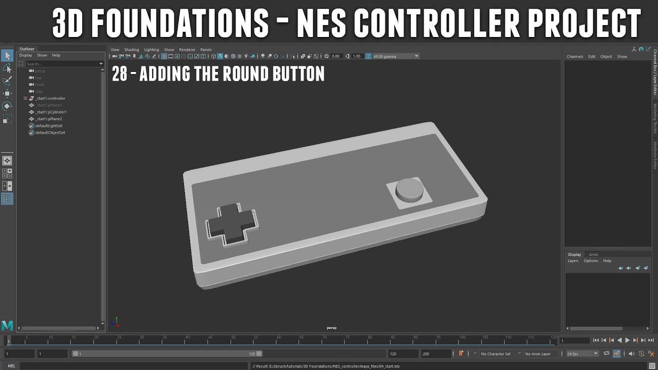3D Foundations - Modeling an NES Controller with Maya and Substance Painter 28