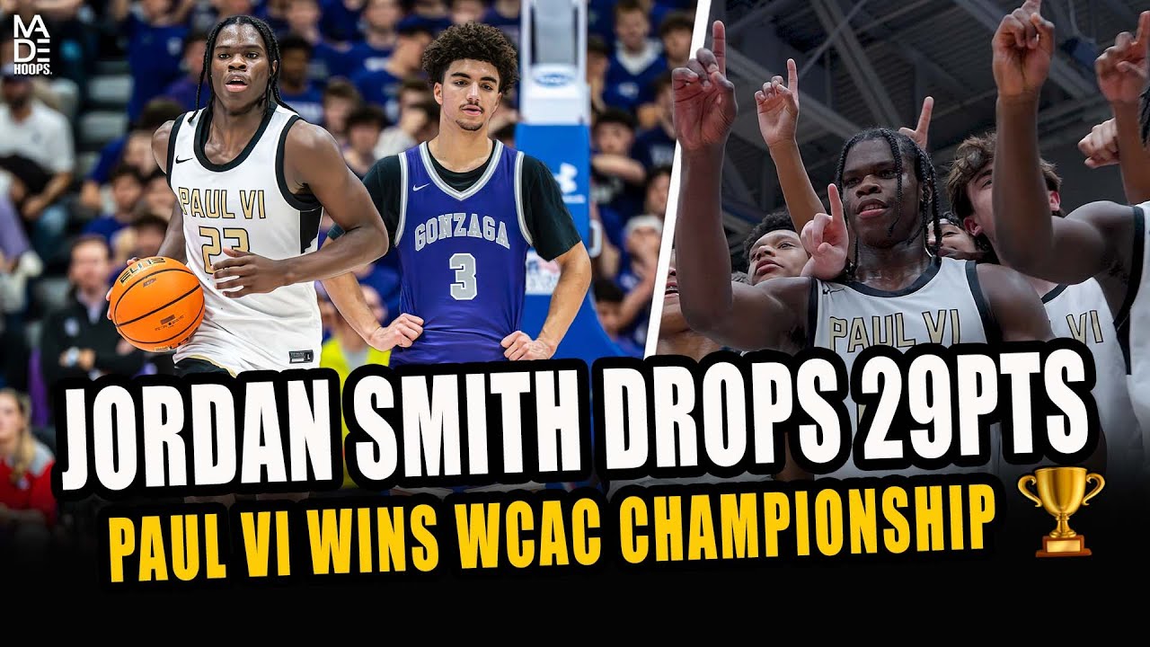 Jordan Smith drops 29pts in Paul VI's BACK TO BACK WCAC Championship win! 🏆🍿
