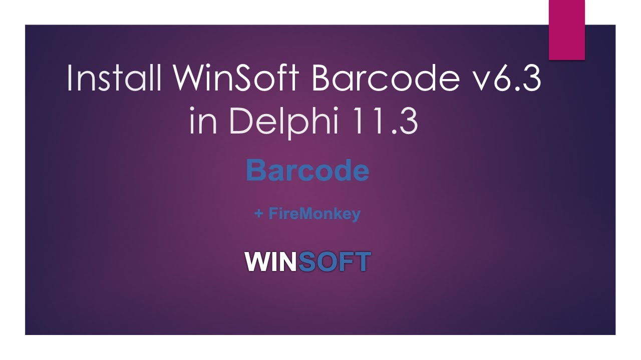 Install WinSoft Barcode v6.3 in Delphi 11.3