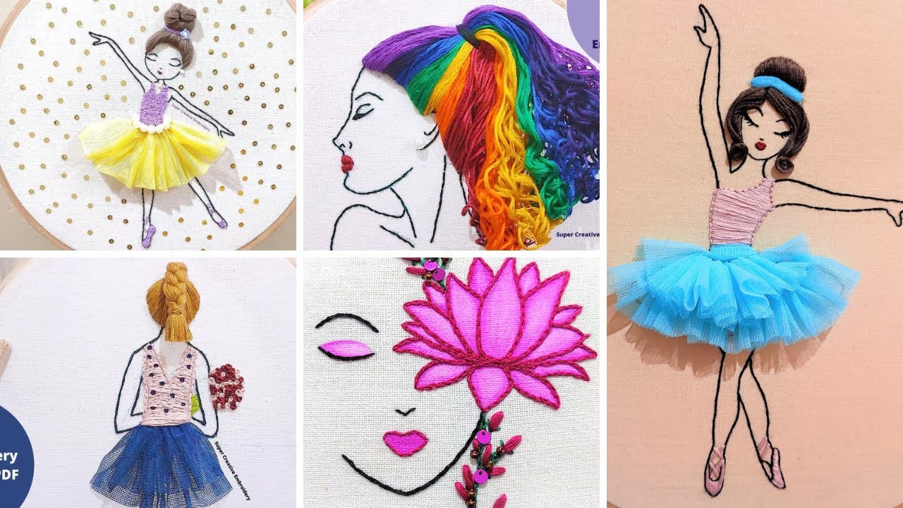 Girl and Hair Embroidery Compilation - 2 💖 Super Creative Hand Embroidery  💖 Doll Embroidery Video