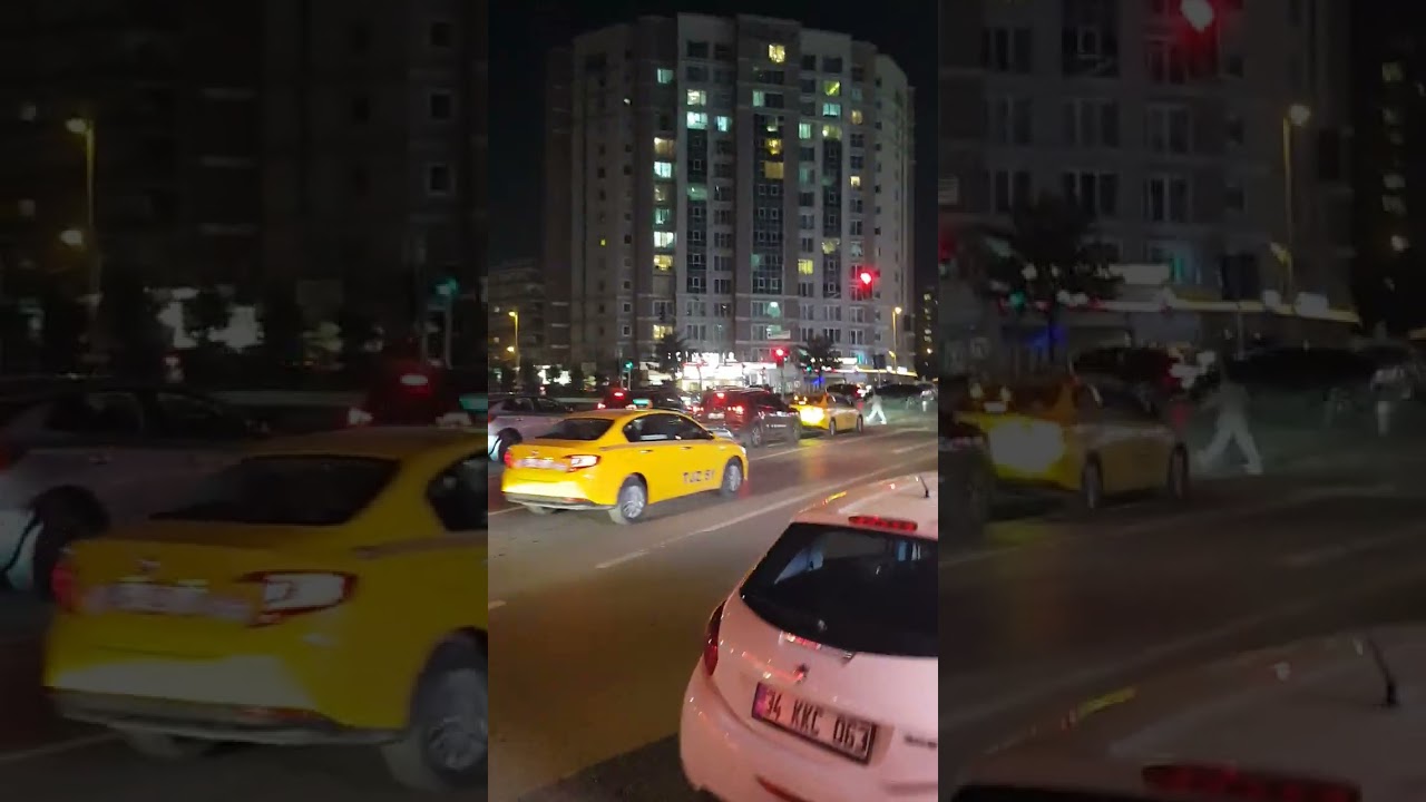 Busy Area At Night In Istanbul Turkey