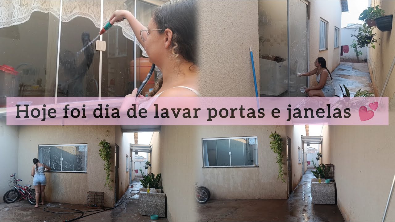 Hoje foi dia de Faxina na 🏠casinha | limpei  portas e janelas 🧽🫧💕