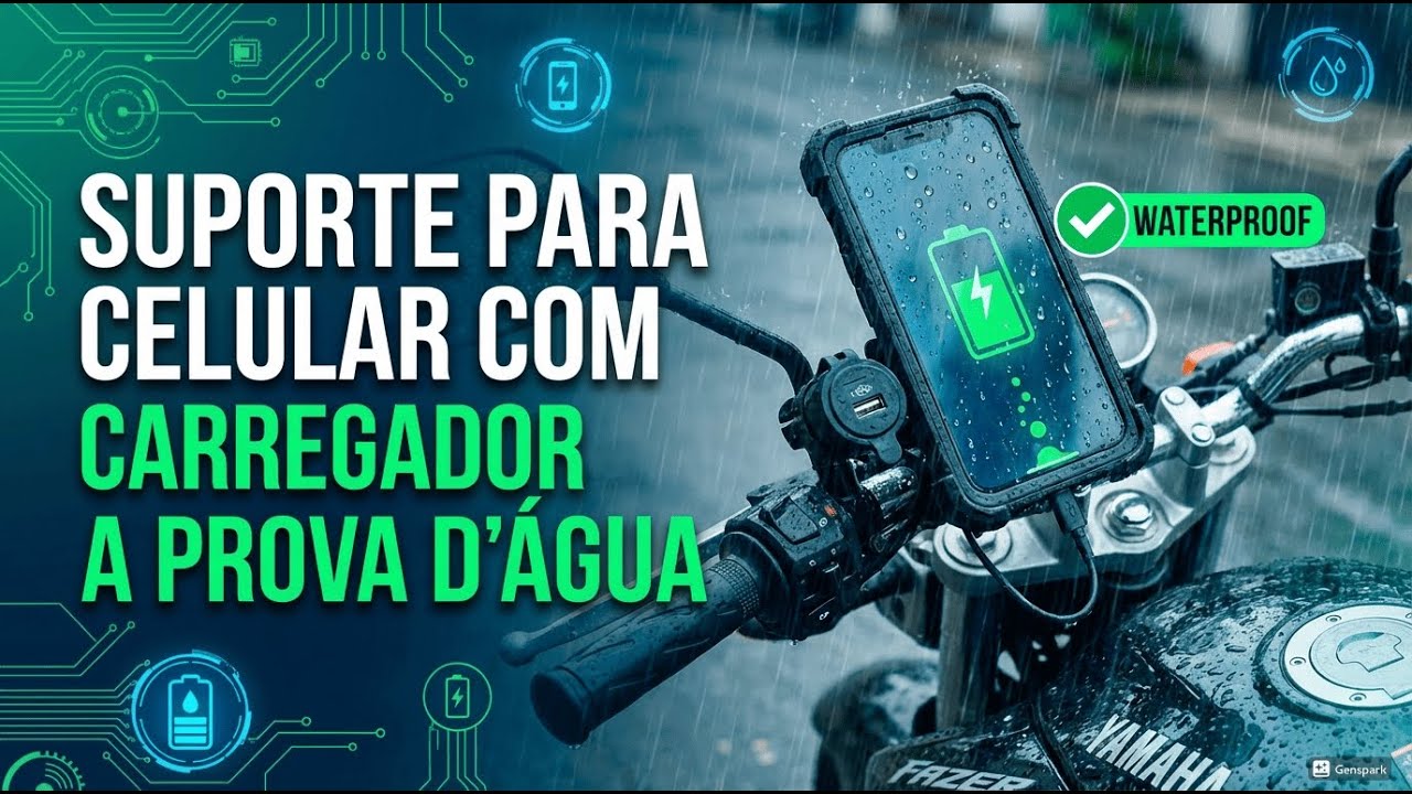 SUPORTE PARA CELULAR COM CARREGADOR A PROVA D'ÁGUA #motocicletas #obrasilemduasrodas #motos