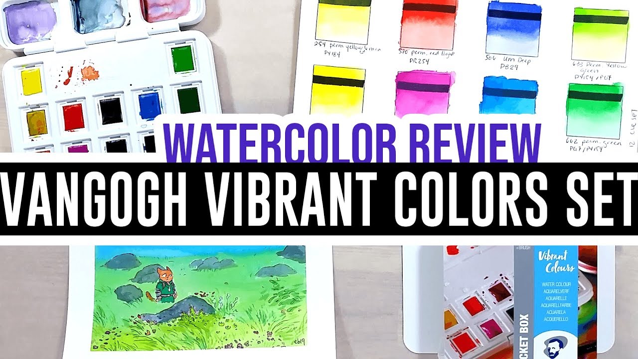 Review & Demo - Van Gogh Vibrant Colours watercolor set! 🎨🌈