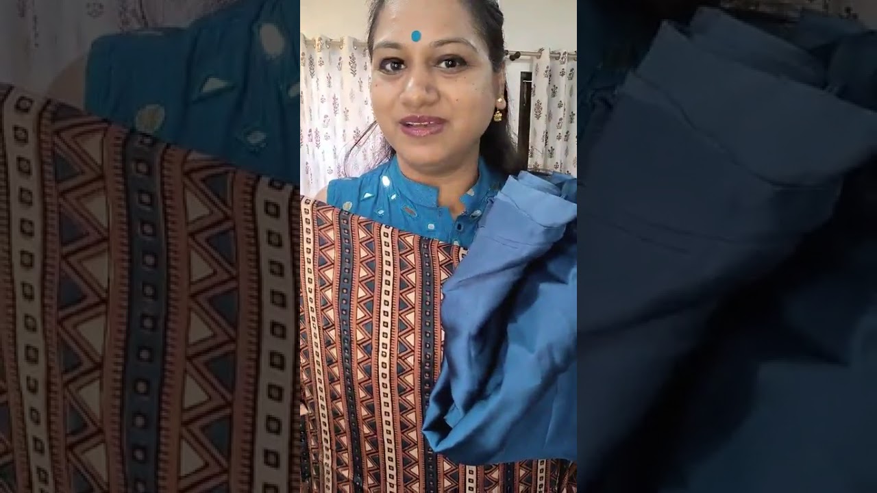 #2 Ajrakh modal silk top with plain modal silk bottom combos sets #viralvideo  #youtubeshorts 