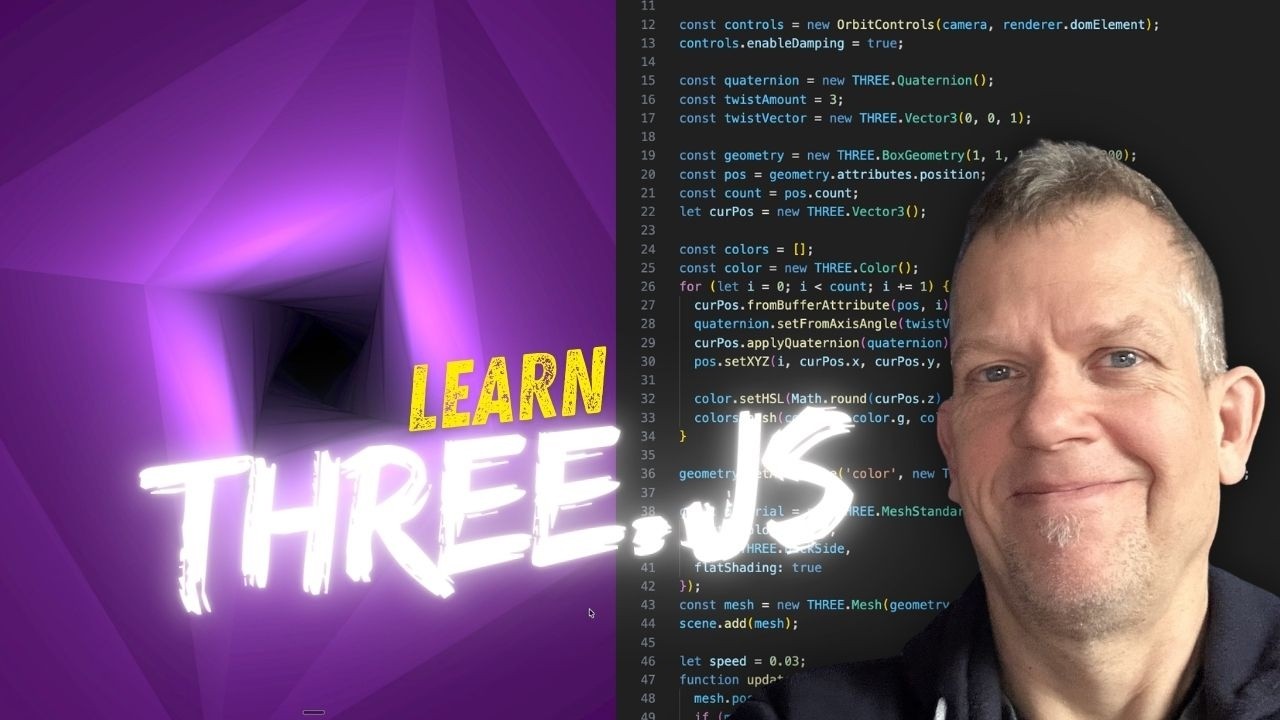 Эффект туннеля Three.js: буферизация данных + кватернионы