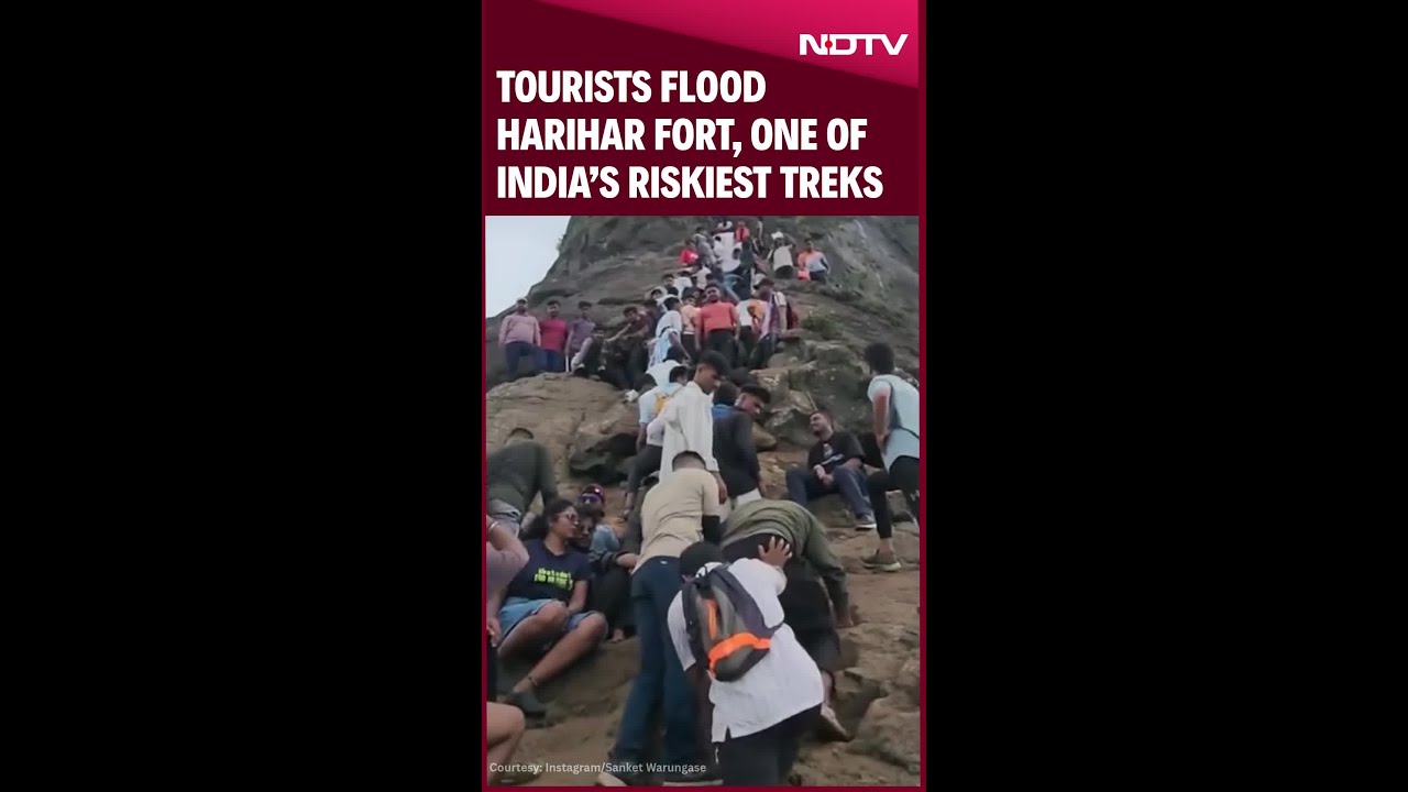 Chaos At One Of India's Riskiest Treks: Tourists Flood Harihar Fort