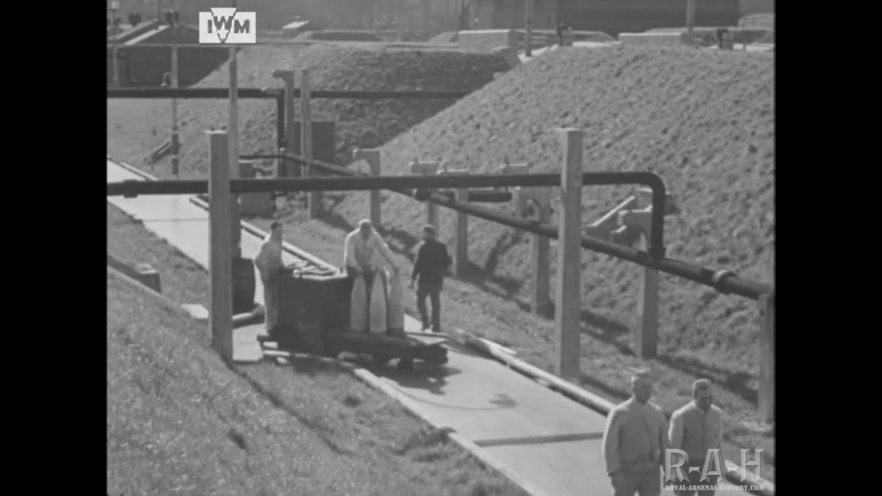 1943 DANGER AREA WORKERS, WW2 Royal Ordnance Factory ROF experimental explosives and filled shells.