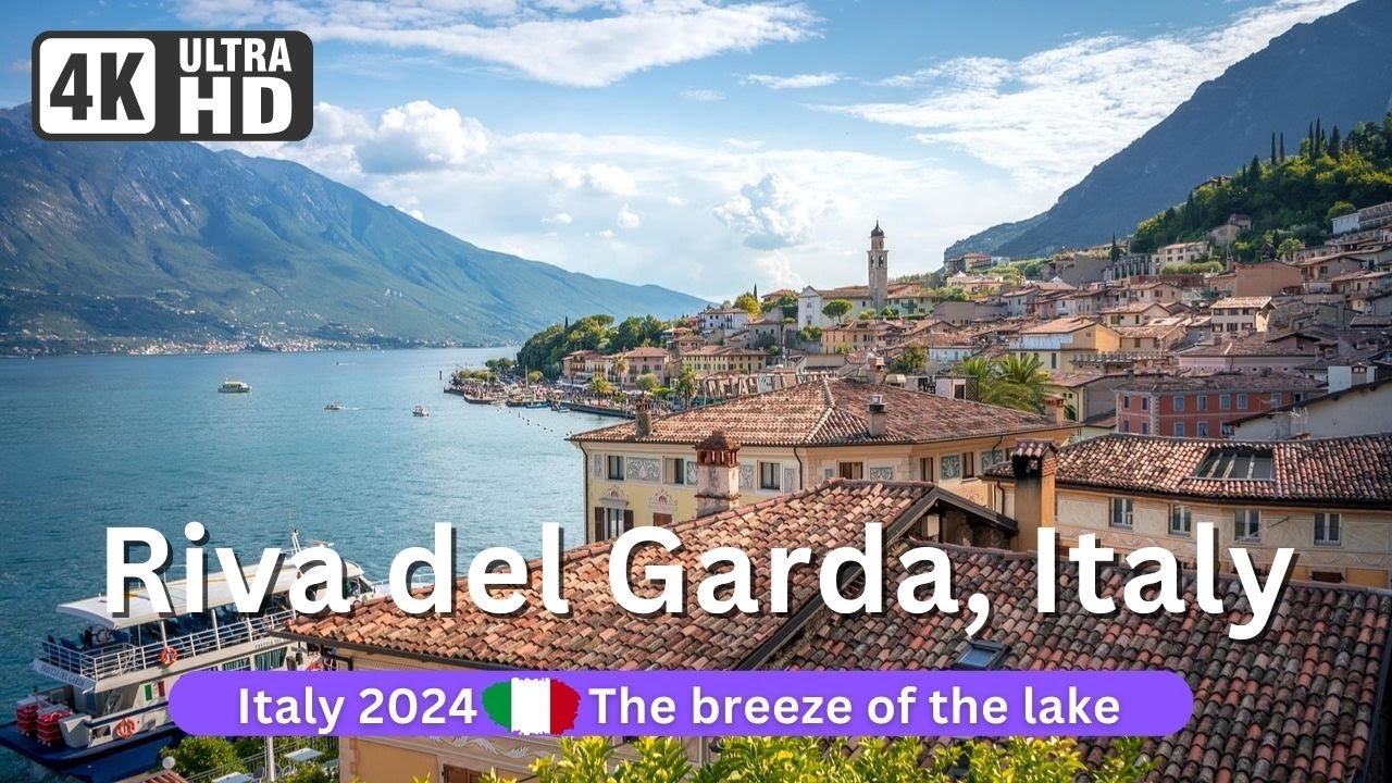 Riva del Garda at Lago di Garda, Town Walking Tour, Italy Summer 4K | Streets Vibes 2024