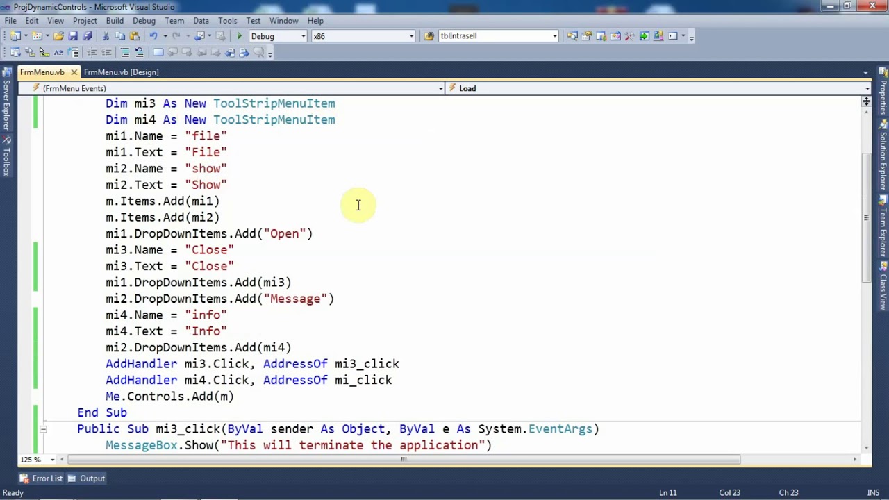 VB.NET Tutorials - Add Menustrip Control Dynamically at Runtime | Example |  English - Part 4