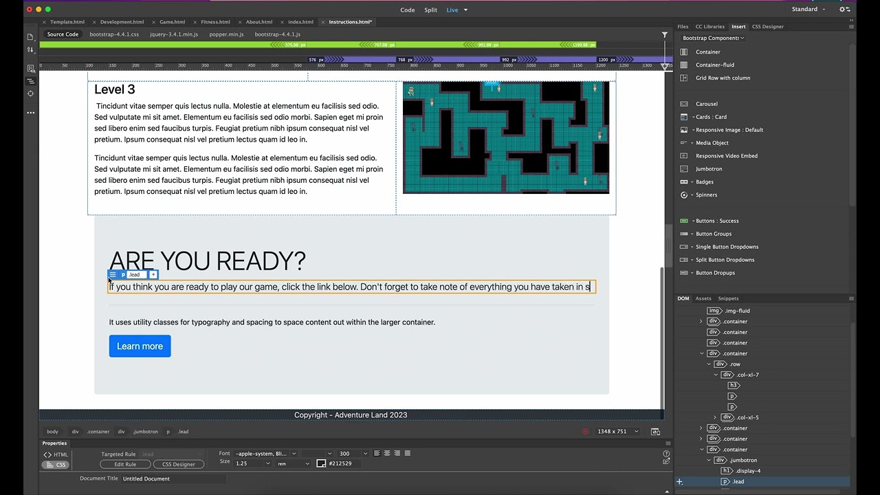 Using a jumbotron in Dreamweaver   Bootstrap
