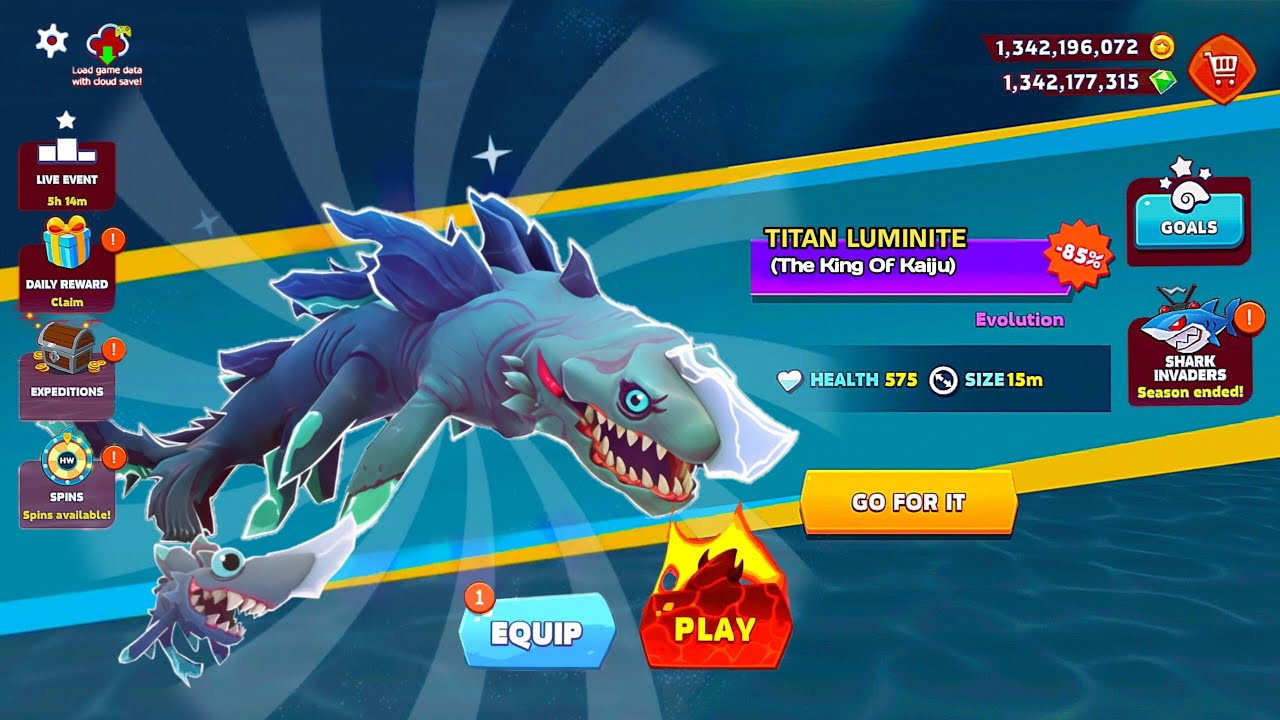 GIANT TITAN LUMINITE SHARK GOT 90% OFF UNLOCKED VS GIANT CRAB - BIG SHARK | HUNGRY SHARK EVOLUTION