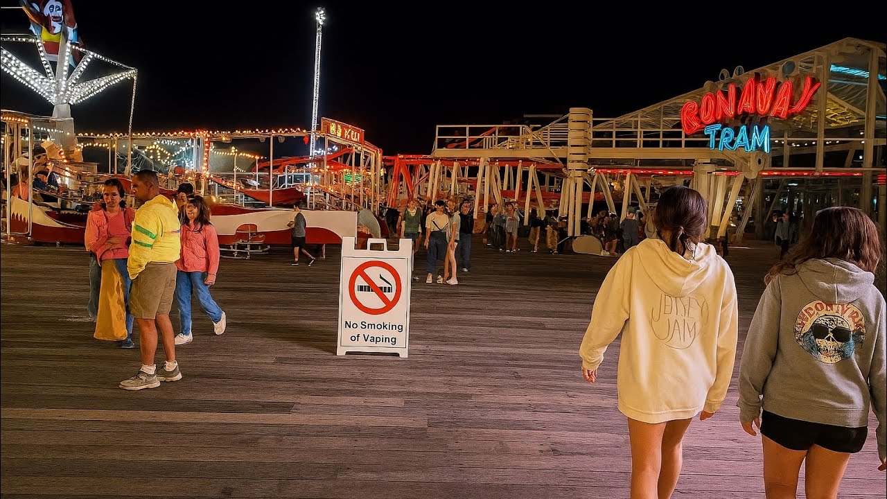 Wildwood NJ Boardwalk and Adventure Pier Night Walkthrough 2025!
