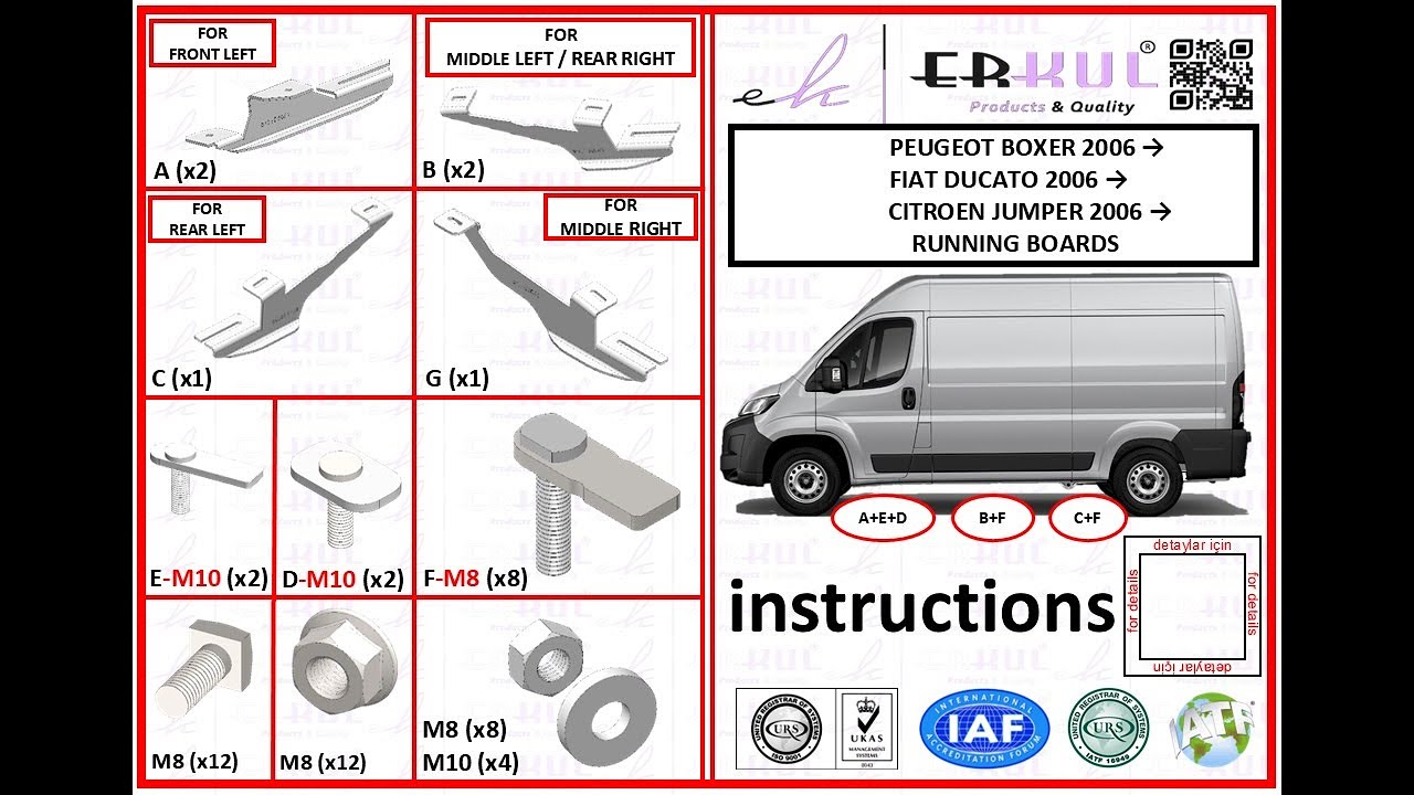 Peugeot Boxer 2006+ running boards installation / yan basamak montajı