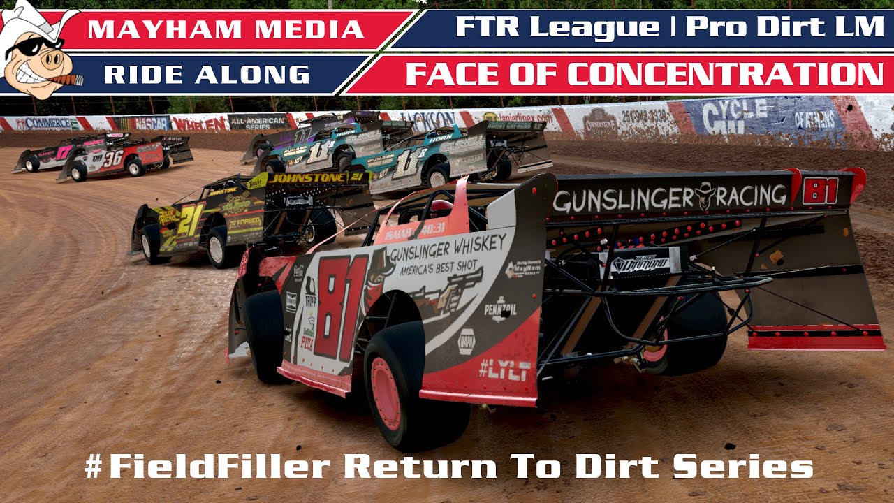 Face of Concentration, iRacing Pro Dirt Late Model, Lanier Int'l Speedway, Free Time Racing League