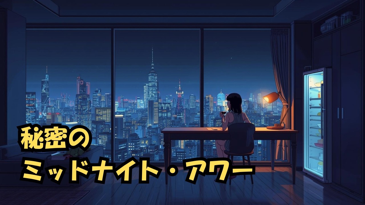 「秘密のミッドナイト・アワー」 都会の灯りとワイン, 一人で楽しむ贅沢な夜の調べ (85min Loop)